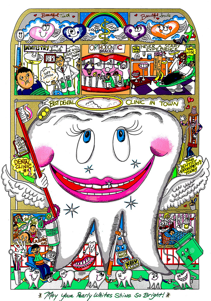 チャールズ・ファジーノDental Offices パステル画 額特注