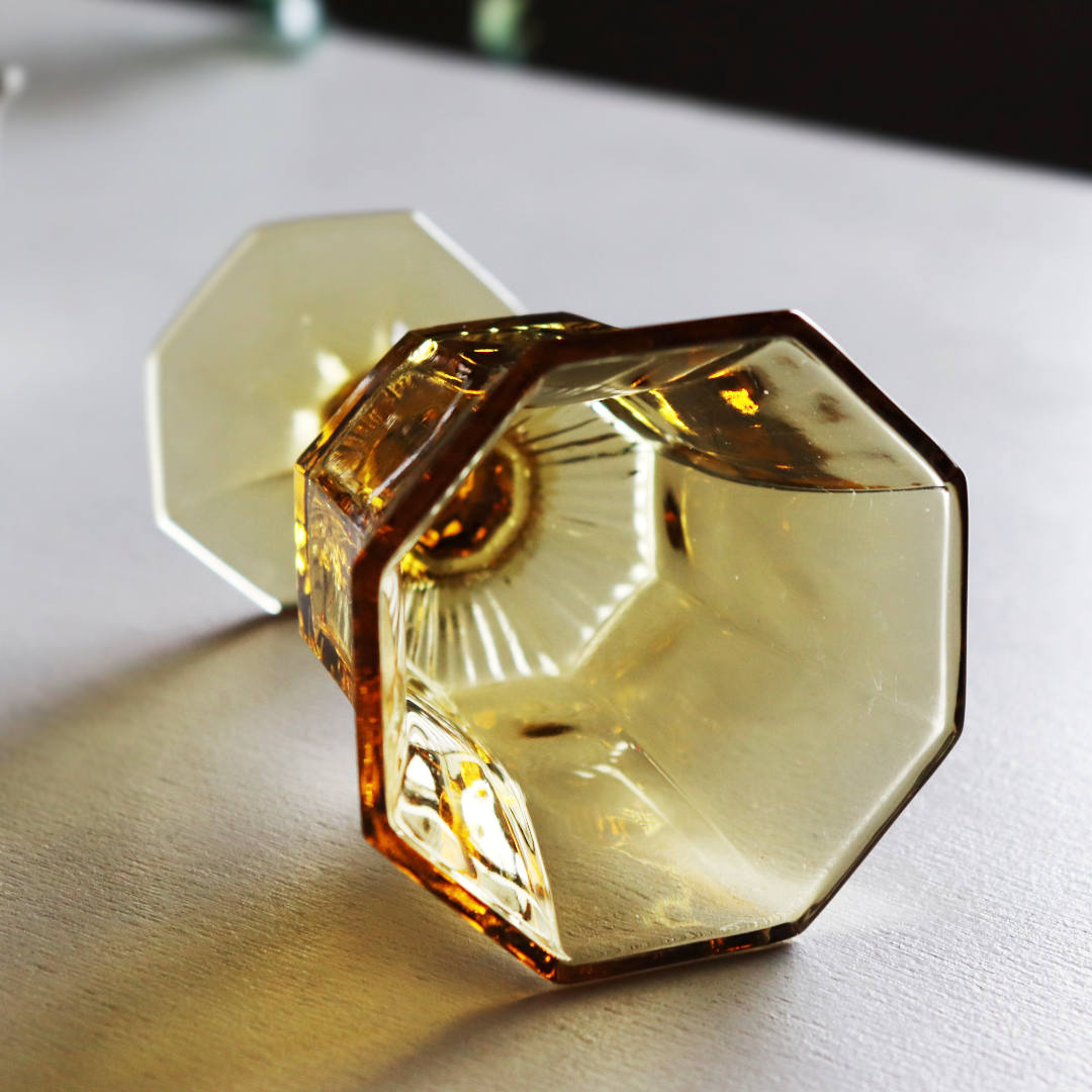 アメリカヴィンテージミニワイングラスゴブレット八角形イエロー