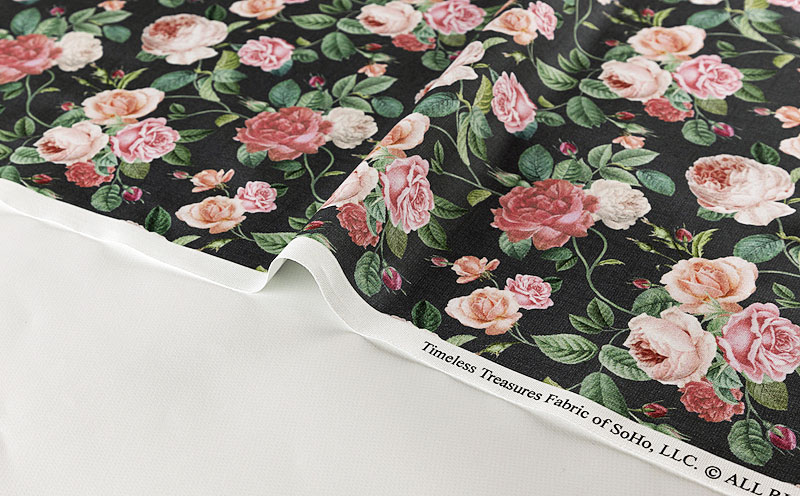 Fairy Cotton / ピンクのバラ グレー/デジタル