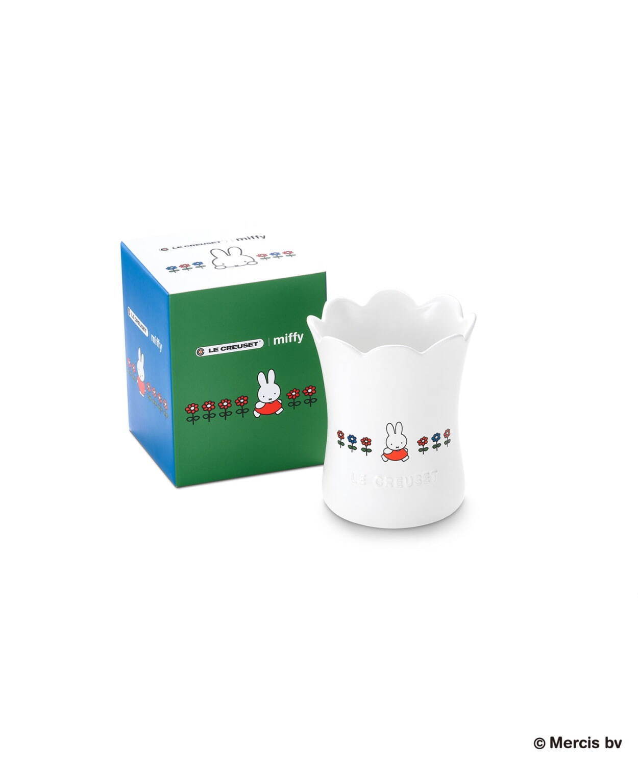 ル・クルーゼ×ミッフィー“花型”鍋＆コラボプレート、イラスト入り