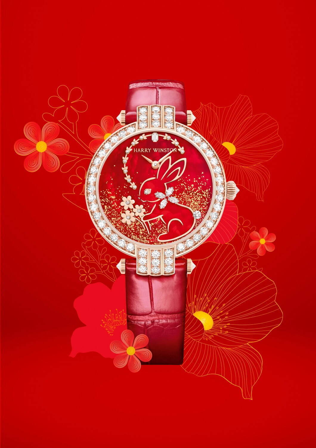 ハリー・ウィンストン限定腕時計、ダイヤモンド輝く23年干支“ウサギ
