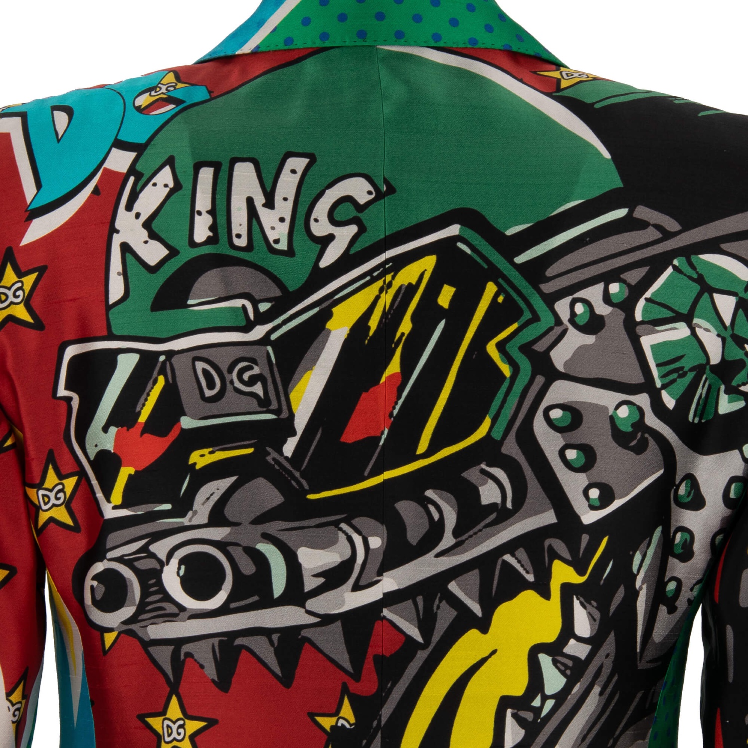 DOLCE & GABBANA DG Logo Star Comics King Dupioni Silk Blazer