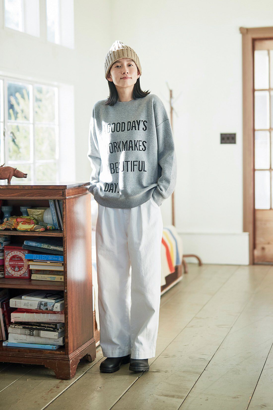 サニークラウズ ハイウエストチノパン〈レディース〉白｜Sunny clouds