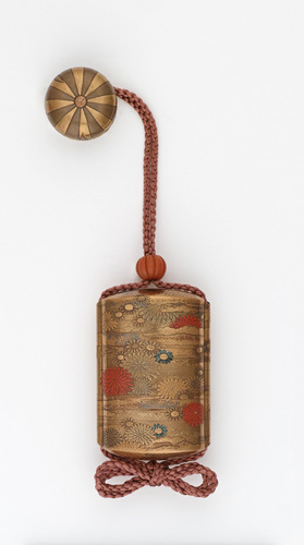 A91 【印籠】 時代漆芸 金彩蒔絵 龍紋 内梨地 丸根付 傷有 A91 【印籠