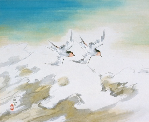 橋本関雪青江水暖図( 春江水暖図 ) アート掛軸彩色風物画近代アート