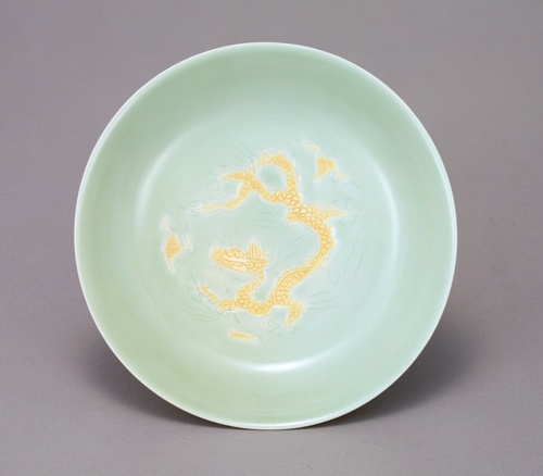 北宋時代 青白磁刻魚文輪花皿 唐草魚藻文盞 景