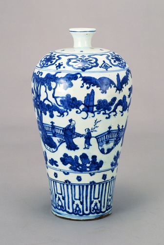 中国陶磁器 元染付 青白磁の花瓶 人物と植物の絵柄 楽天市場】景徳鎮