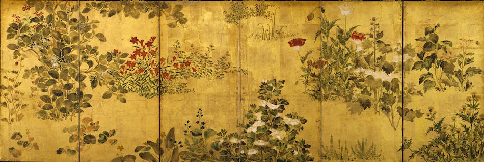 四季草花図屏風 | 伝 俵屋宗雪 | 収蔵品詳細 | 作品を知る | 東京富士