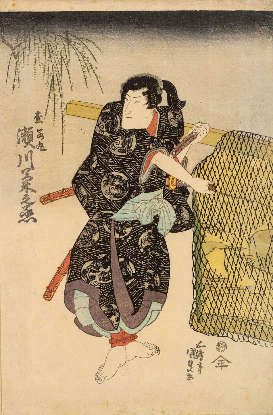 五代目瀬川菊之丞の松若丸 二代目中村芝翫の下部淀平 | 歌川国貞