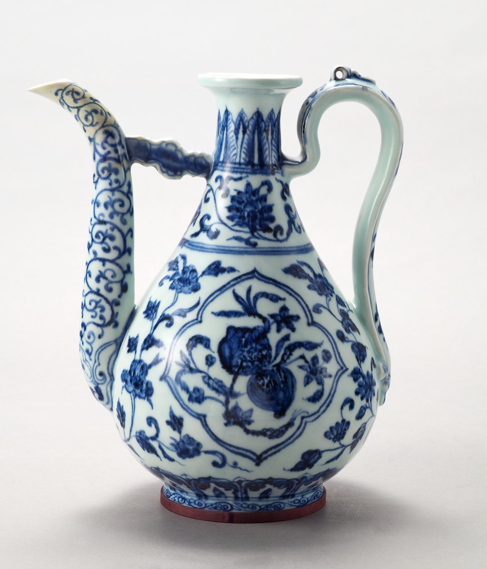 旧家蔵出 元青花瓷 （1271年～1368年）染め焼き 置物 本物保証 旧家