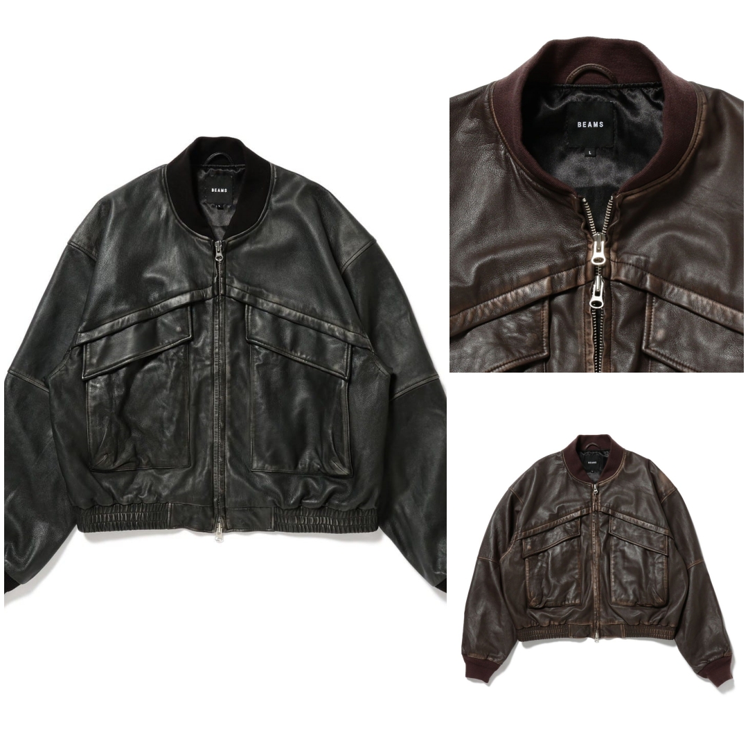 BEAMS ユーズド加工 レザー ショートブルゾンが2025年 1月上旬 発売