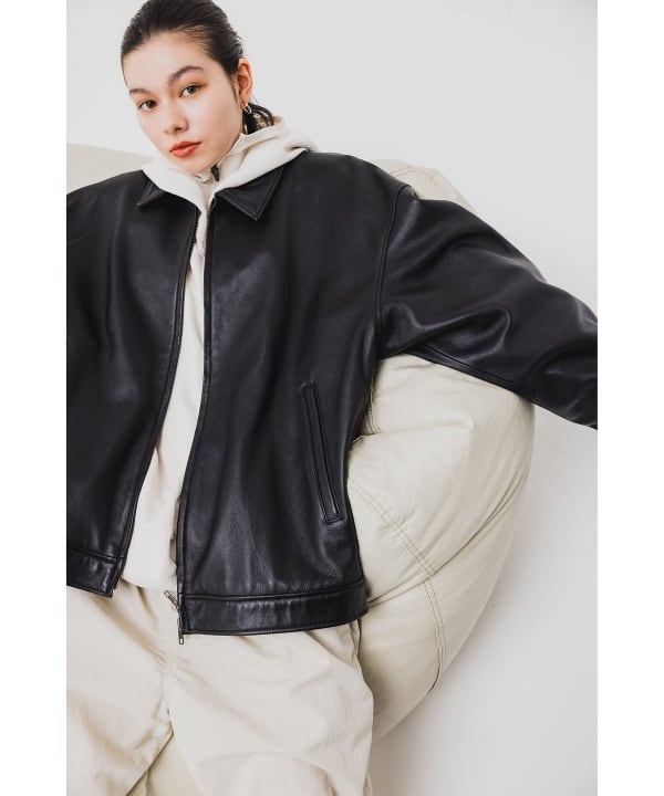 BEAMS 24SS Vintaga Leather zip blouson Vintage Beams Artificial