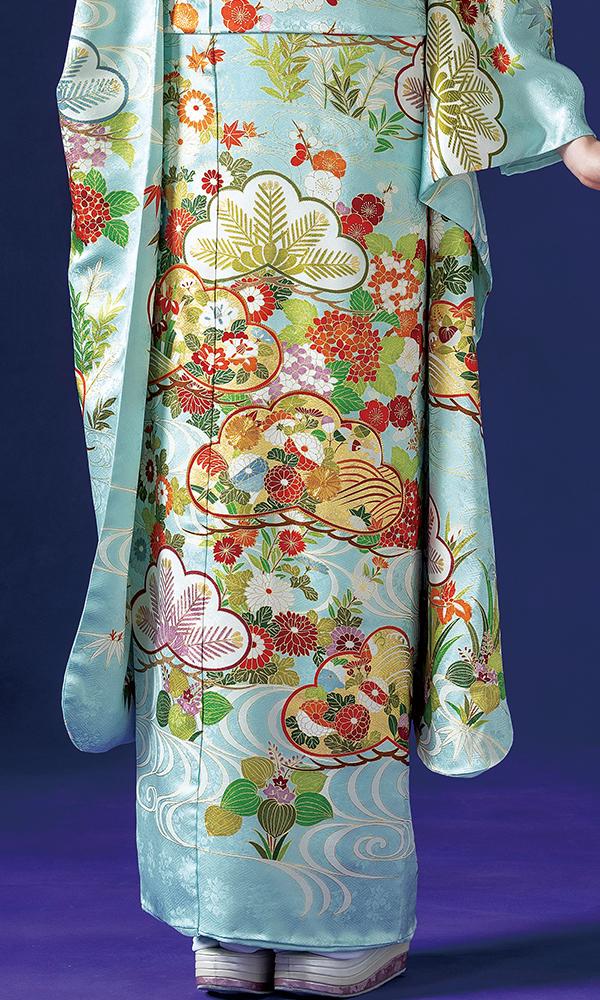 ミントブルーに松と花文様｜伝統古典 【菊京屋】振袖レンタル 成人式