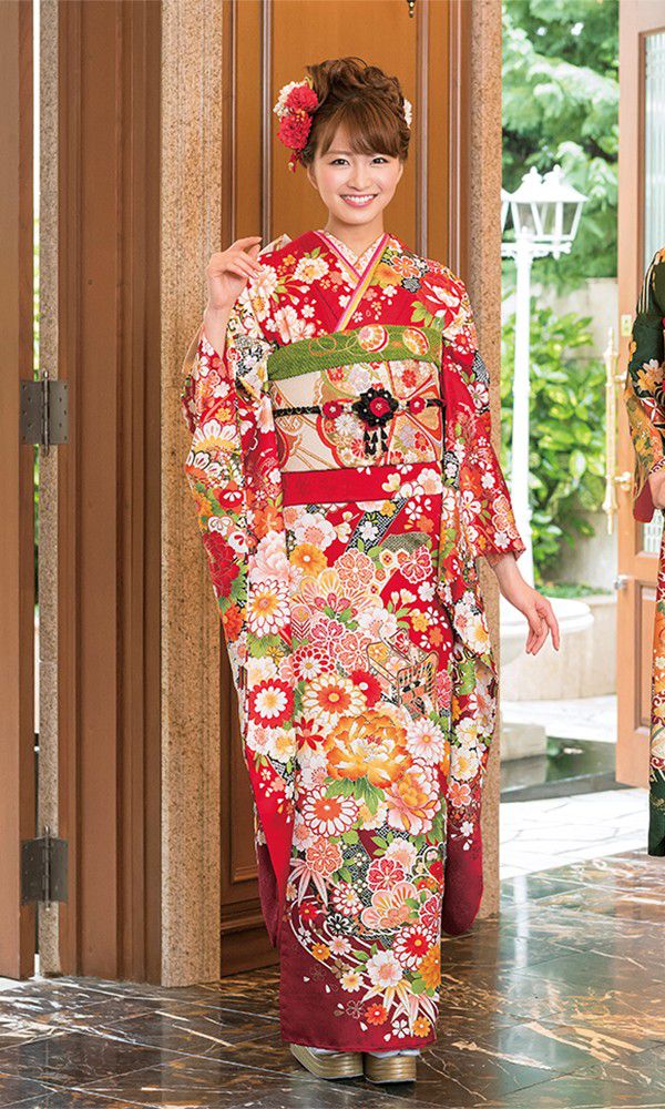 京友禅振袖・赤色・美しい┃伝統古典【菊京屋】