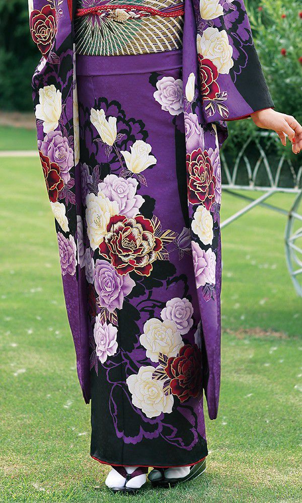 振袖フルセット 古代色の紫の友禅は、高貴で特別な色 成人式振袖 振袖