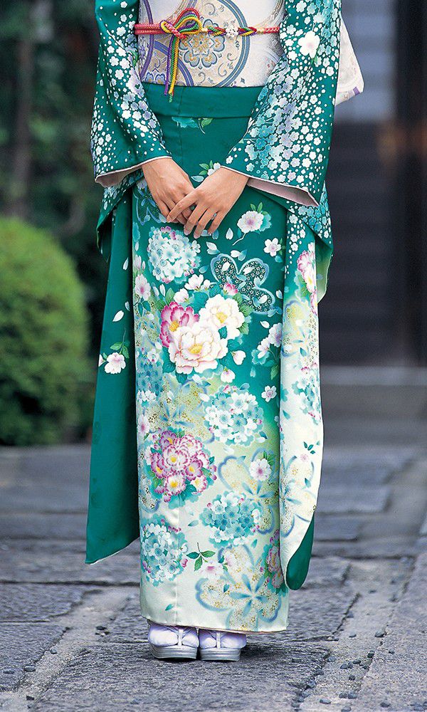 京友禅振袖・緑色・エメラルドグリーン┃格安お得振袖【菊京屋】