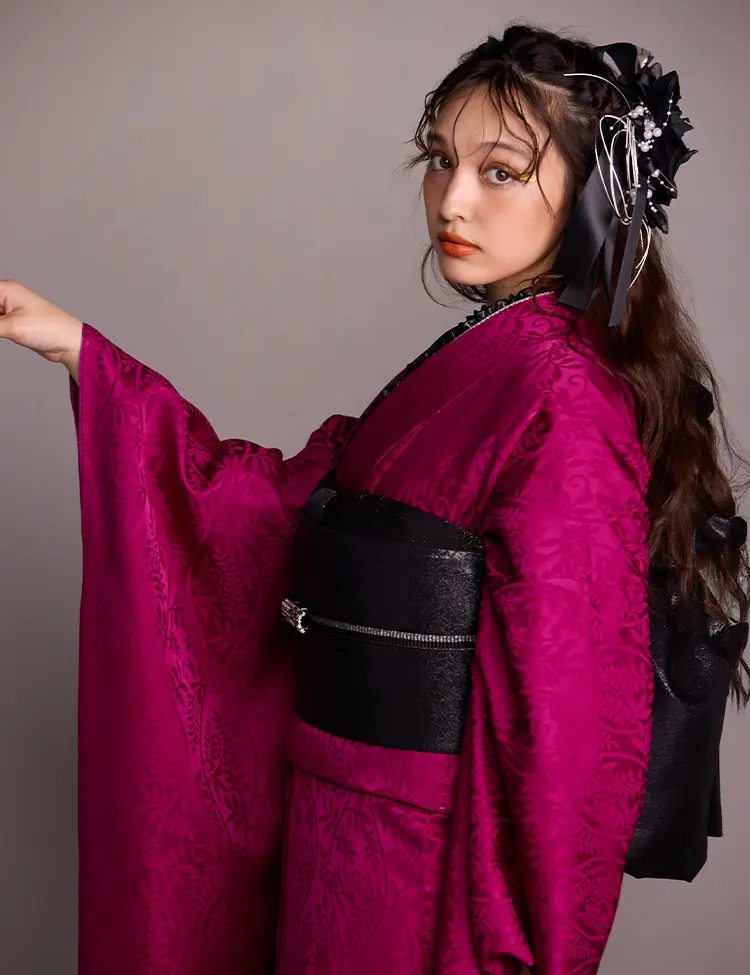 最終値下げ 振袖セット 着物 花柄 黒 ピンク 紫 成人式 楽天市場