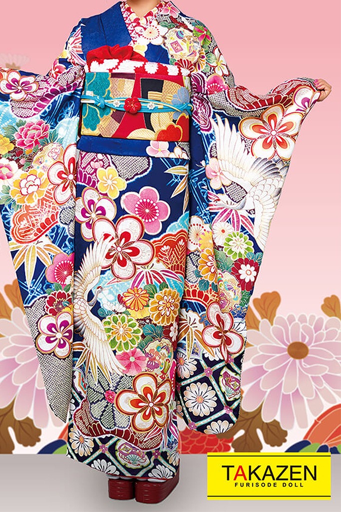 正統派古典 赤/青色(ブルー) 梅柄/鶴柄 目立つ 華やか レトロポップ