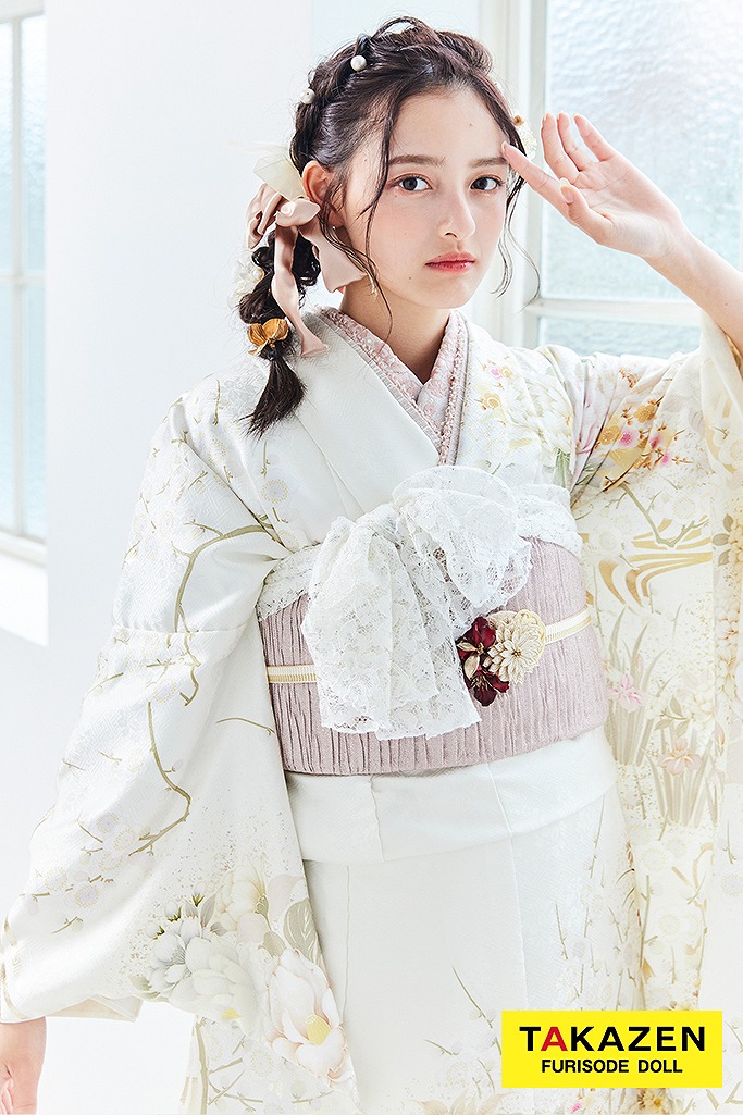 くすみカラーガーリー 白 古典柄/ボタン柄/和柄 綺麗 華やか 上品 薄い