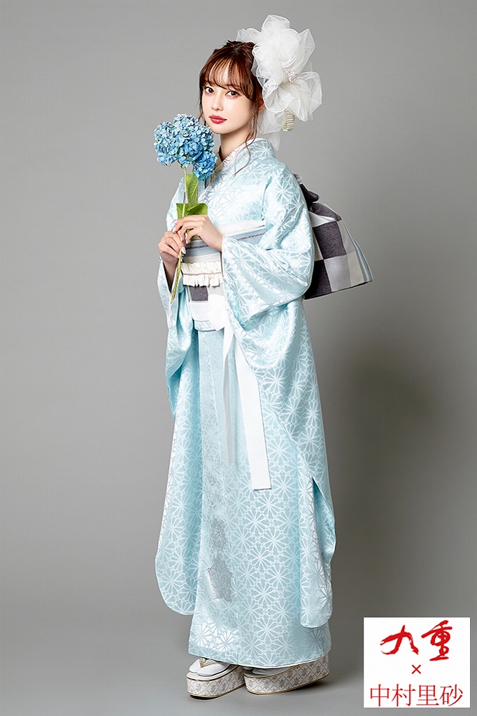 格安！ 振袖フルセット 9点 成人式 結婚式 前撮り 水色 ブルー 青 フリル