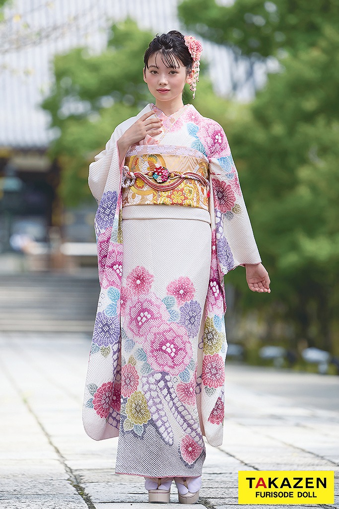 値下げ交渉OK！極上ちりめん地 白地 振袖 セット 正絹 B436