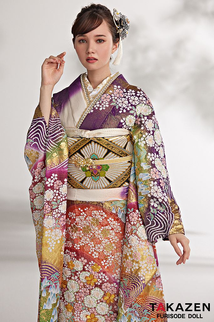 振袖 豪華 銀通し 刺繍 金彩 紋意匠 薔薇 身丈166cm 撥水加工済