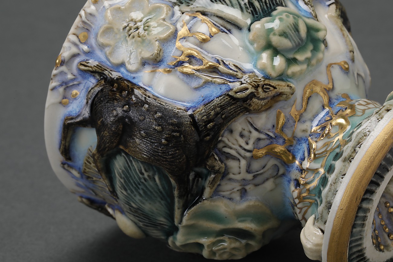 63.備前焼 宝瓶 登り窯 梅 六角 手びねり 急須 備前焼 宝瓶 63.備前焼