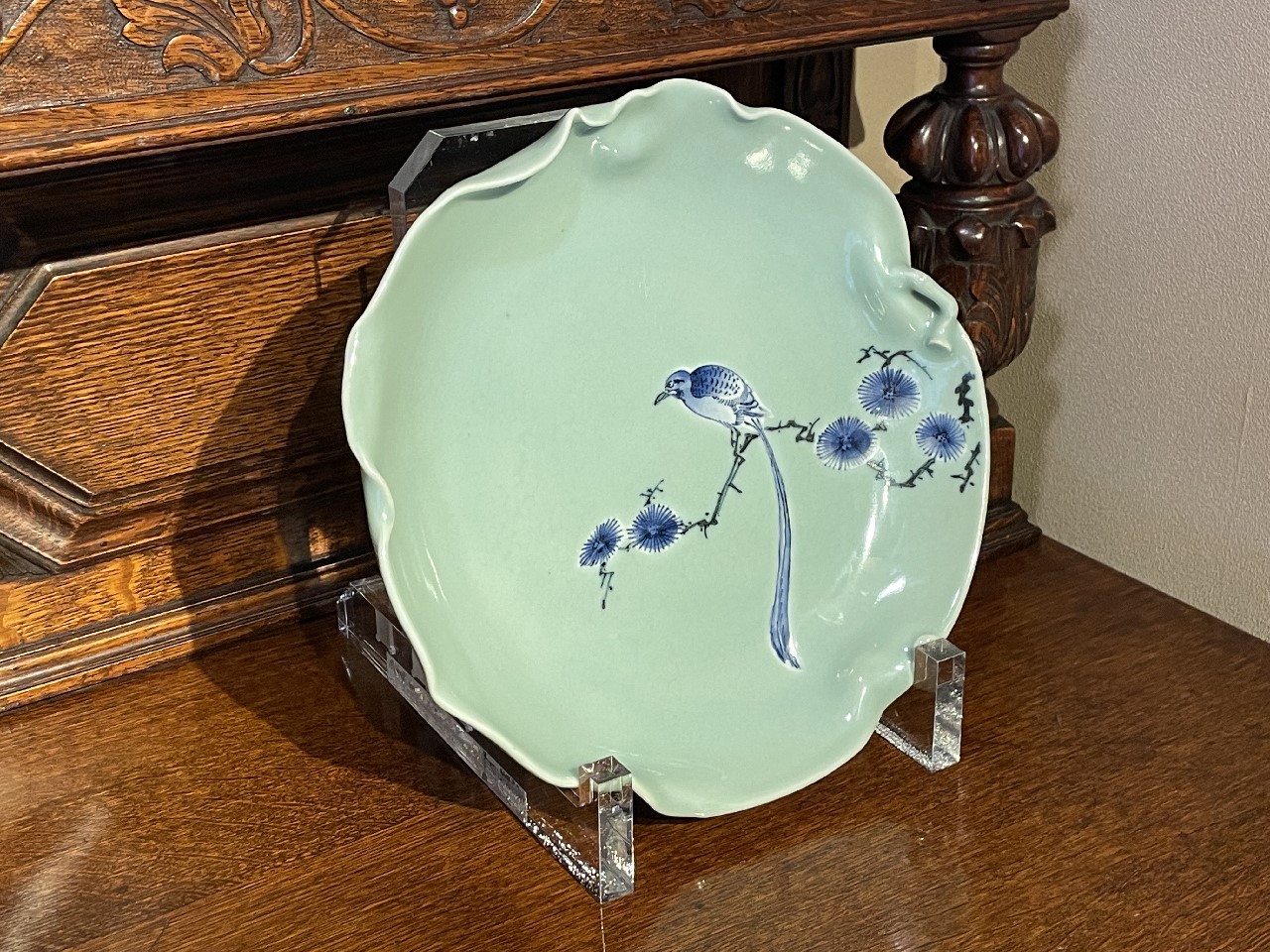 古伊万里 青磁 柿右衛門様式 金彩染付皿 5枚セット 古伊万里 青磁 柿右