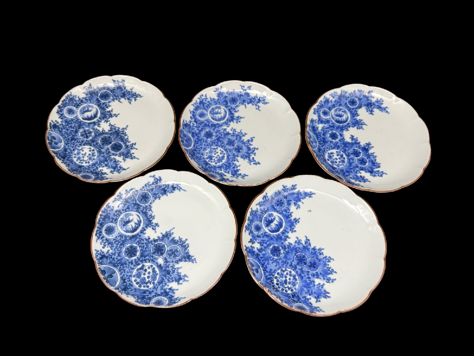 藍古九谷 染付更紗梅文皿 【初期伊万里 古九谷 藍柿右