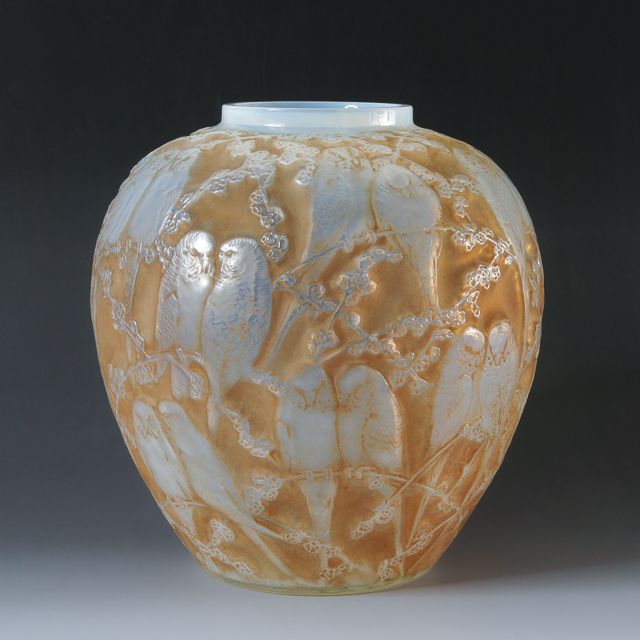 希少なアールデコ☆ルネ・ラリック カマレ 魚群文球形花瓶フロスト14