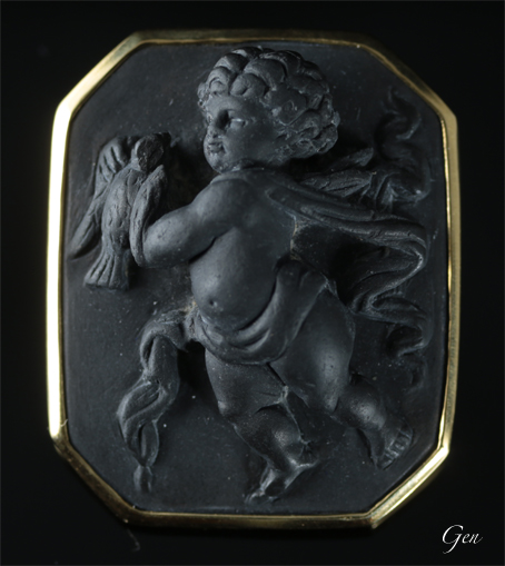 ラーバカメオ アンティーク ブローチ