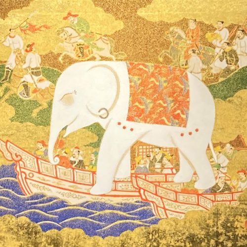 鈴木強 「笑うゾウ」 絵画 額入り 鈴木強「笑うゾウ」 絵画額入り