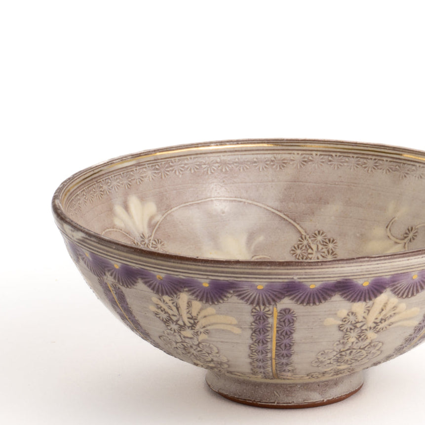 京焼 清水焼 紫彩華紋 竹華珈琲碗皿 陶楽 カップ&ソーサー 京焼 清水焼