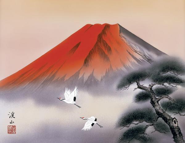 額 赤富士飛鶴 伊藤渓山