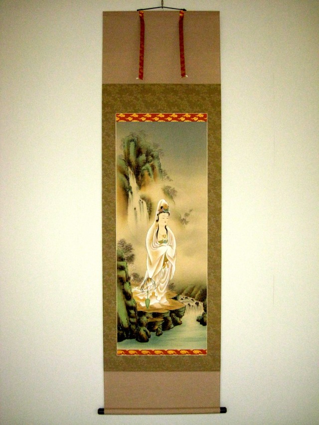 掛け軸 岩上観音◇川島玉峰（真作・新品）