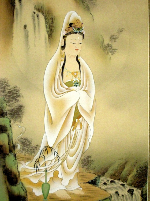 掛け軸 岩上観音◇川島玉峰（真作・新品）