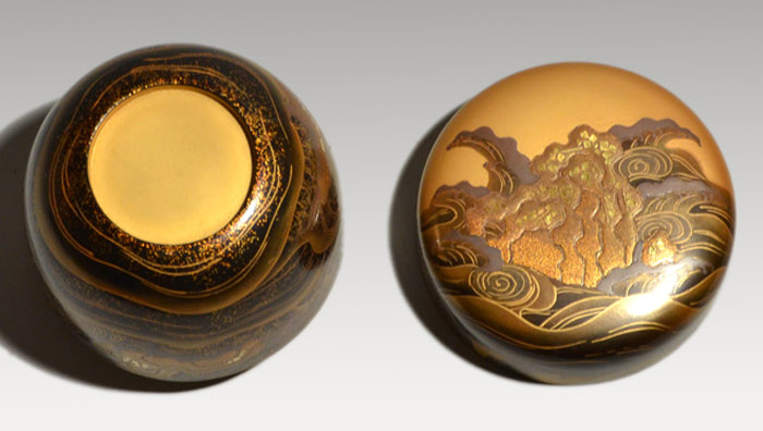 金地鳴門蒔絵棗 加賀蒔絵師 野村大仙(作) 共箱 | 古美術ささき