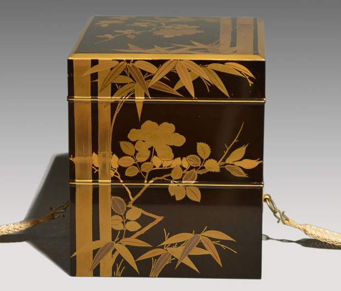 竹に花蒔絵 香箱(二段小箱) 江戸末から明治 | 古美術ささき