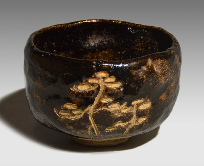 希少作☆アロンサイス☆引き出し黒茶碗☆共箱・共布付 新品希少作