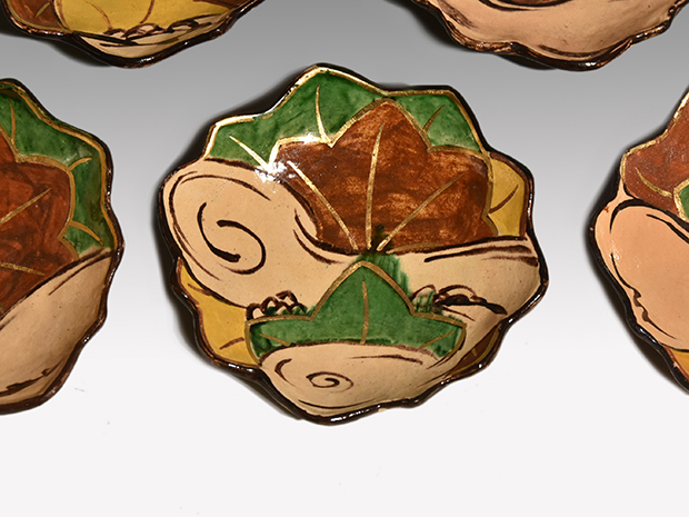 色絵 立田川 向付 5客 八代 大樋長左衛門(宗春)作 共箱 | 古美術ささき