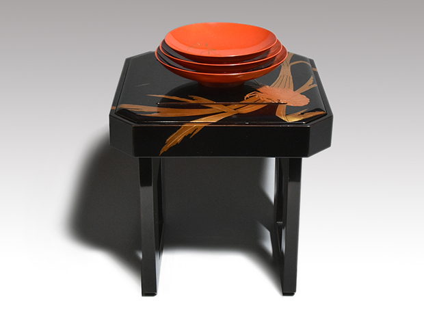 蒔絵花月台 描金師 梶川作 共箱 盃と盃台 | 古美術ささき