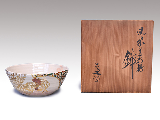御本着彩鶏鉢 五代 清水六兵衛（作） 共箱 | 古美術ささき