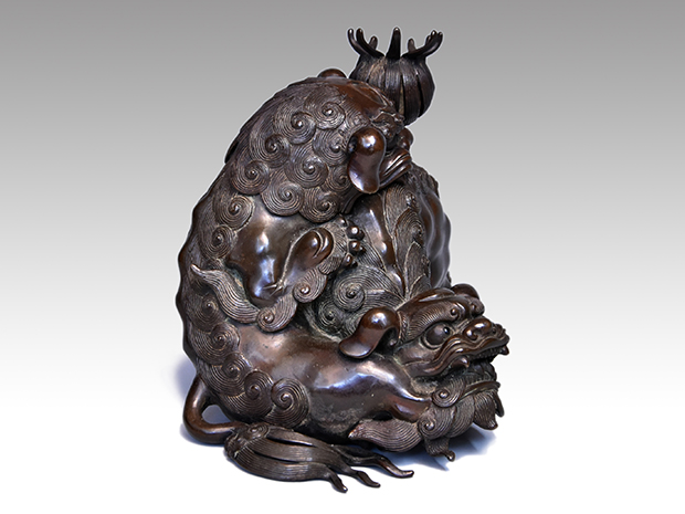 古董，古銅製，金工，獅子香炉，重1900克 古董，古銅製，金工，獅子