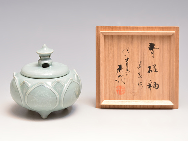 袮彦】一輪ざし 愚陶庵 仁泉 箱表書 江川蒼竹 西潟東平作 1967年 共箱