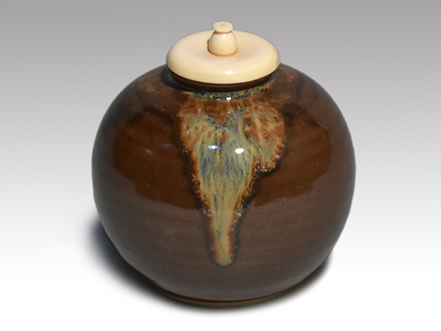 茶道具京焼万代草山作文殊茶入袱紗付共箱VR6122