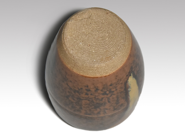 膳所焼 肩衝茶入 淡海ぜぜ 陽炎園造 共箱 象牙蓋 仕覆（日野間道