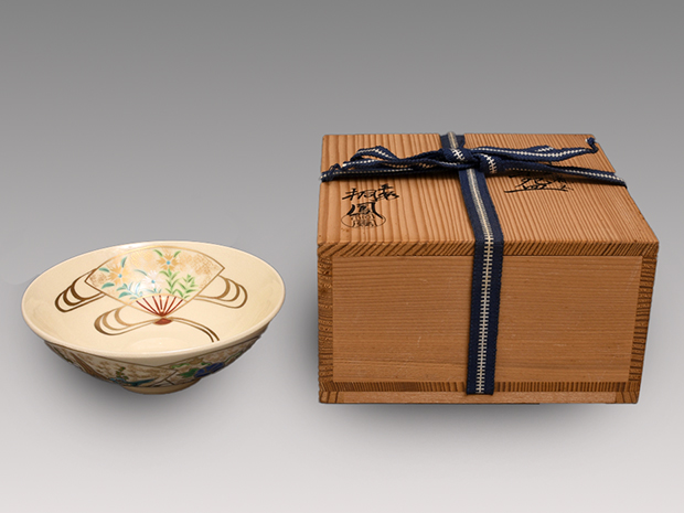 平安桐鳳（造）仁清写 扇面流文 平茶碗 共箱 | 古美術ささき