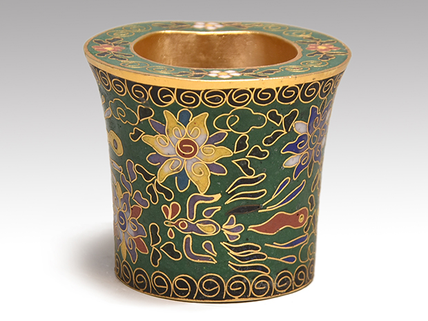 URA]中国美術/七宝花鳥図蓋付壷/約723g/4-7-162 (検索)骨董/七宝焼