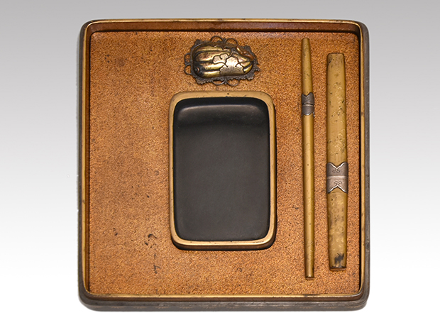 蒔絵硯箱 後京極良経像 蓋裏和歌蒔絵 江戸初期 | 古美術ささき