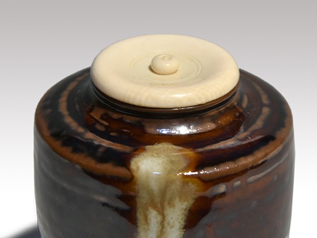 肩衝茶入 清水茂生（作) 共箱 牙蓋 仕覆付 | 古美術ささき